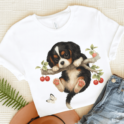 Printify T-Shirt White / S Tricolor King Charles Hang In There Tshirt