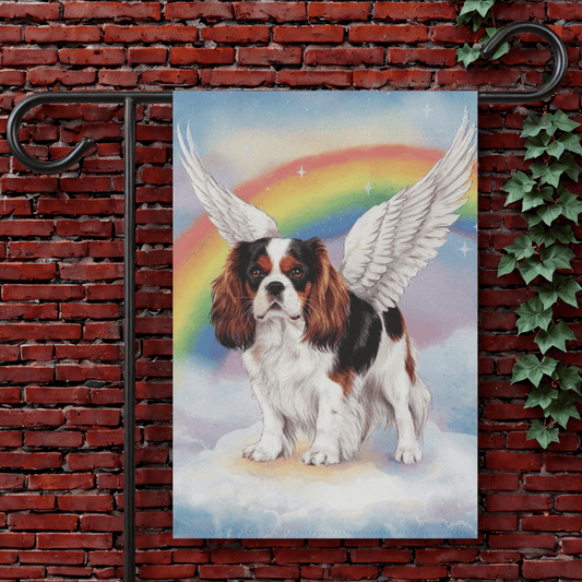 Printify Garden Flag 12'' × 18'' Tricolor King Charles Rainbow Bridge Garden Flag