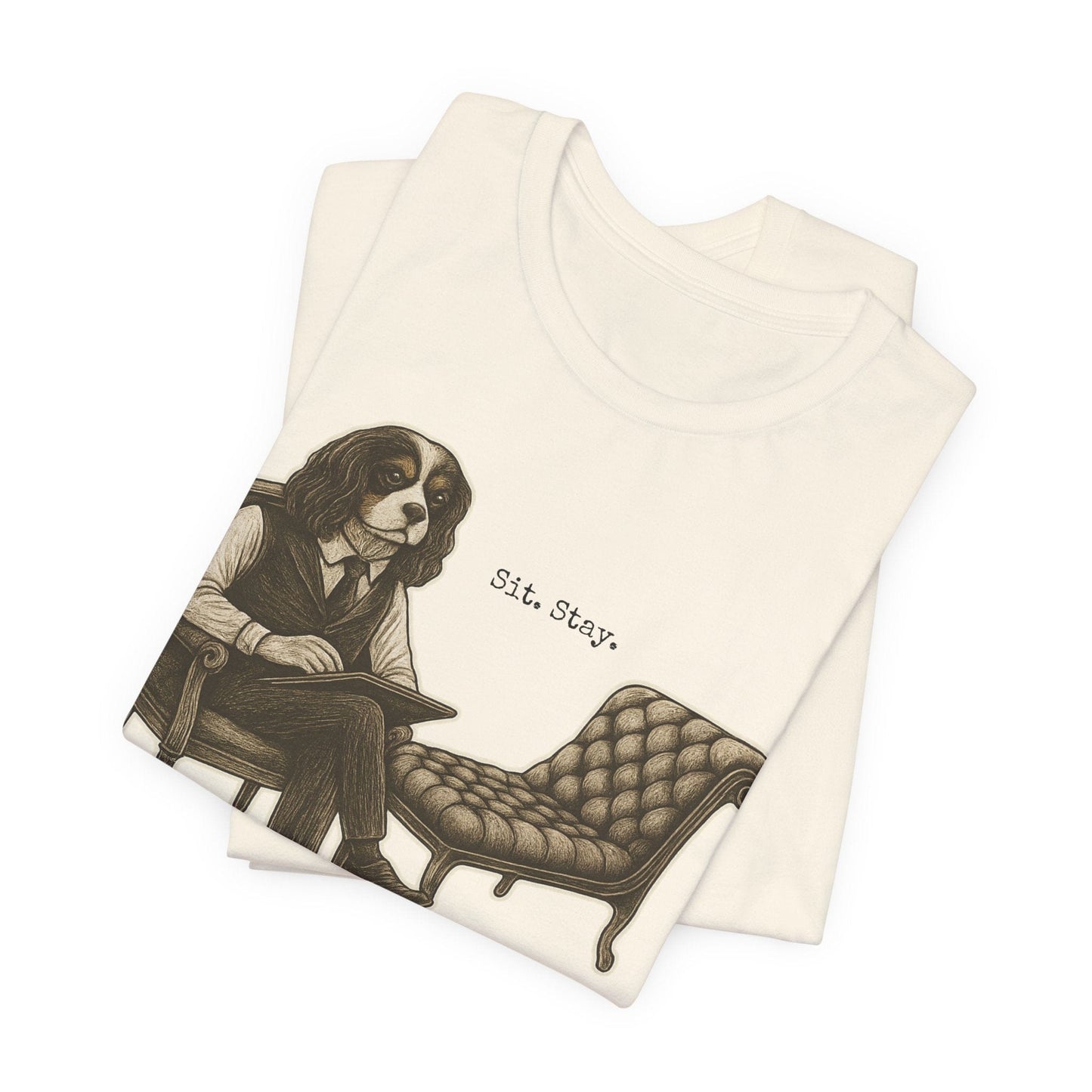 Printify T-Shirt Tricolor King Charles Sit Stay TShirt
