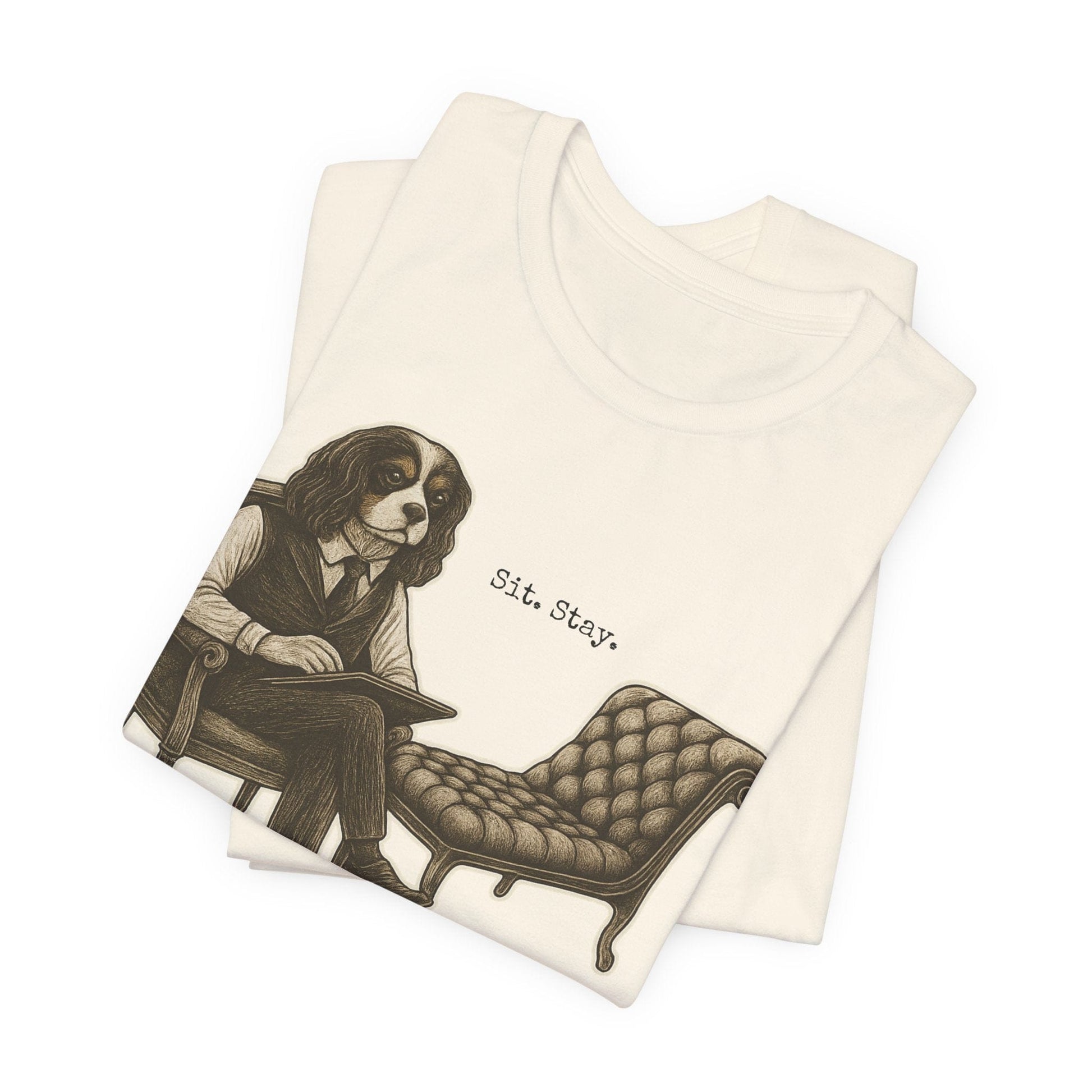Printify T-Shirt Tricolor King Charles Sit Stay TShirt