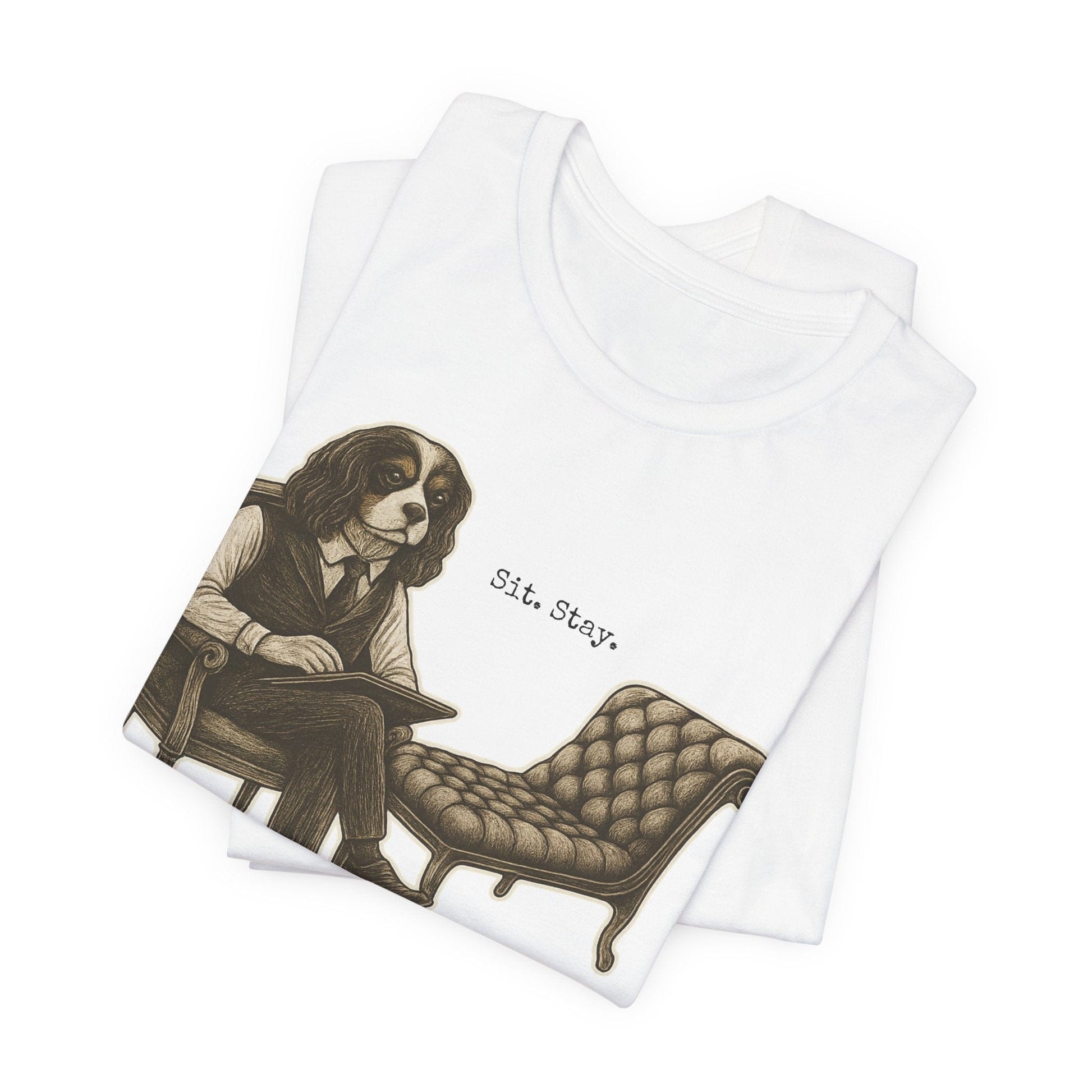 Printify T-Shirt Tricolor King Charles Sit Stay TShirt