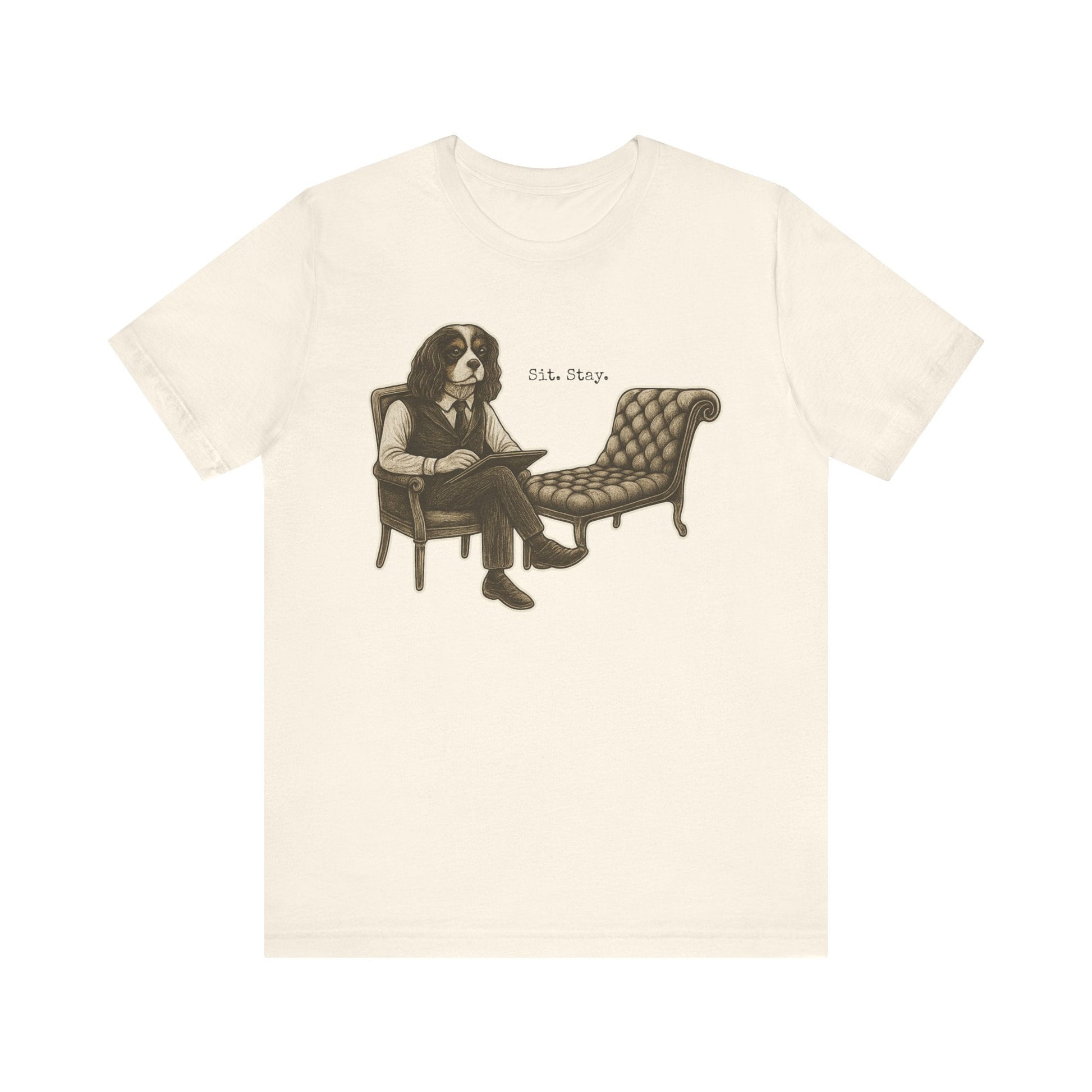 Printify T-Shirt Tricolor King Charles Sit Stay TShirt