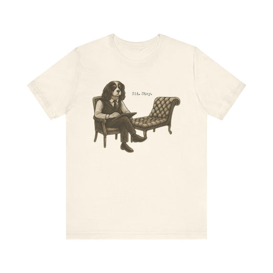 Printify T-Shirt Tricolor King Charles Sit Stay TShirt