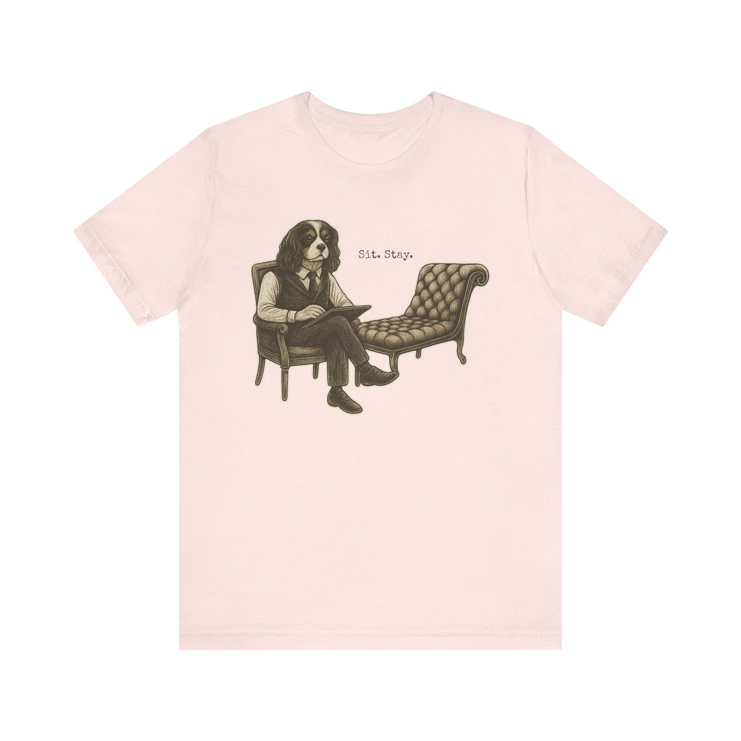 Printify T-Shirt Tricolor King Charles Sit Stay TShirt