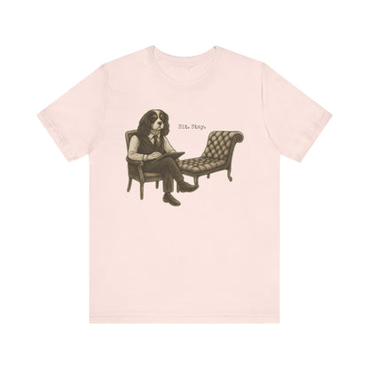 Printify T-Shirt Tricolor King Charles Sit Stay TShirt