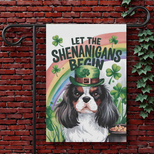 Printify Garden Flag 12'' × 18'' Tricolor King Charles Spaniel St Patricks Day Garden Flag