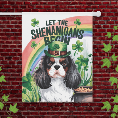 Printify Garden Flag 24.5'' × 32'' Tricolor King Charles Spaniel St Patricks Day Garden Flag