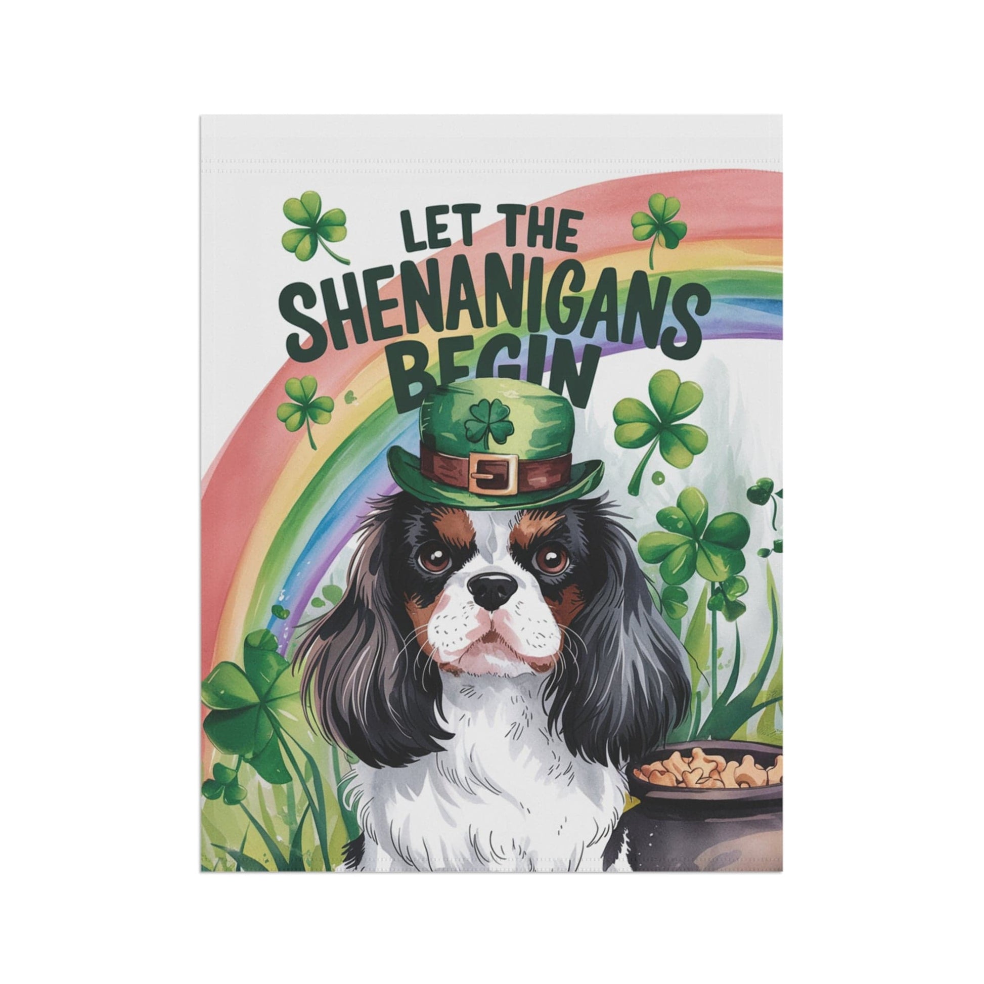 Printify Garden Flag Tricolor King Charles Spaniel St Patricks Day Garden Flag