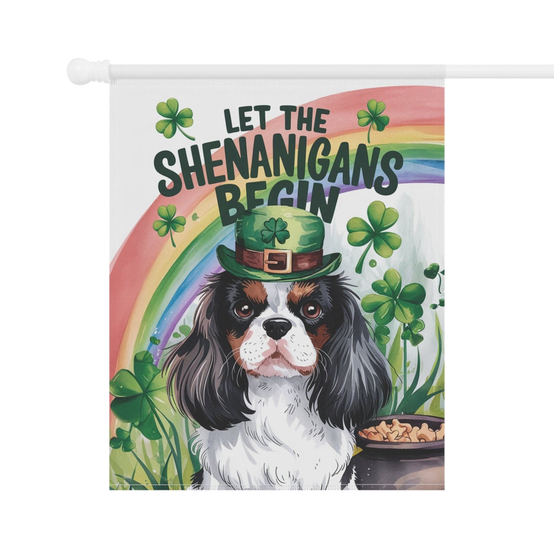 Printify Garden Flag Tricolor King Charles Spaniel St Patricks Day Garden Flag