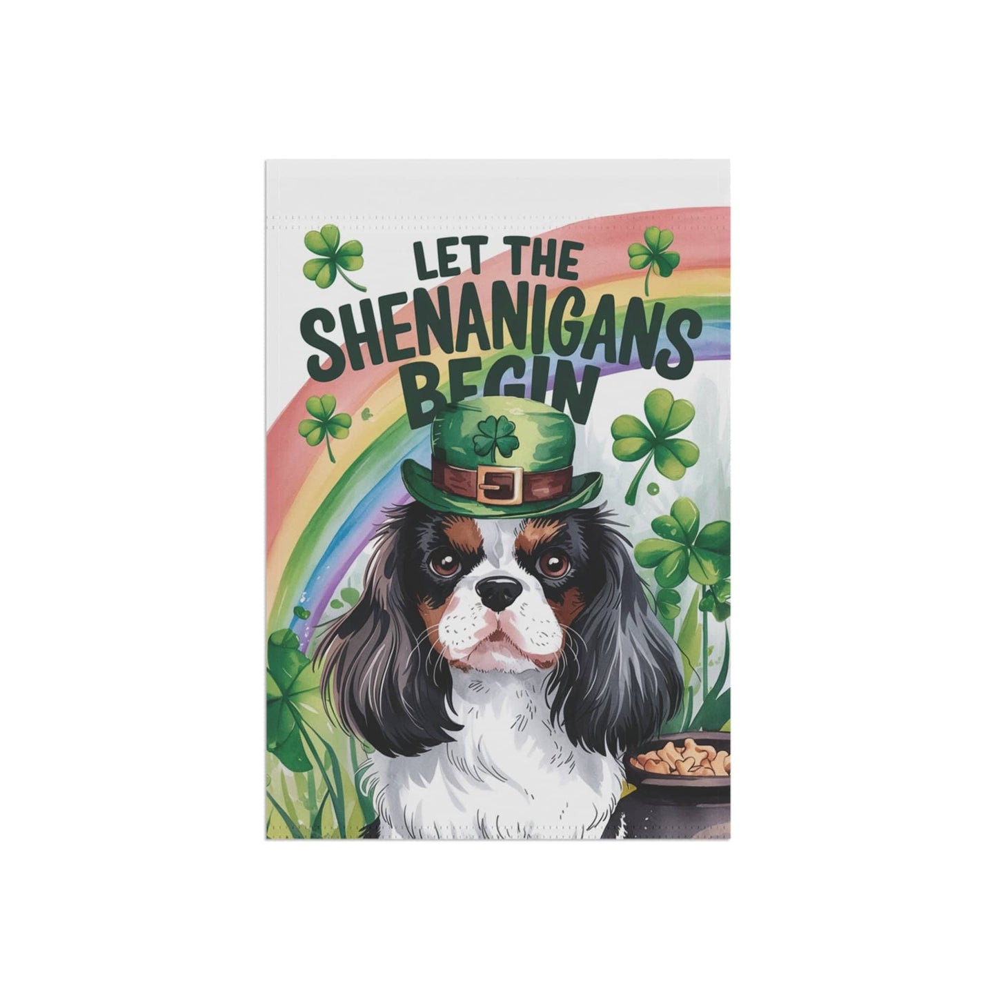 Printify Garden Flag Tricolor King Charles Spaniel St Patricks Day Garden Flag