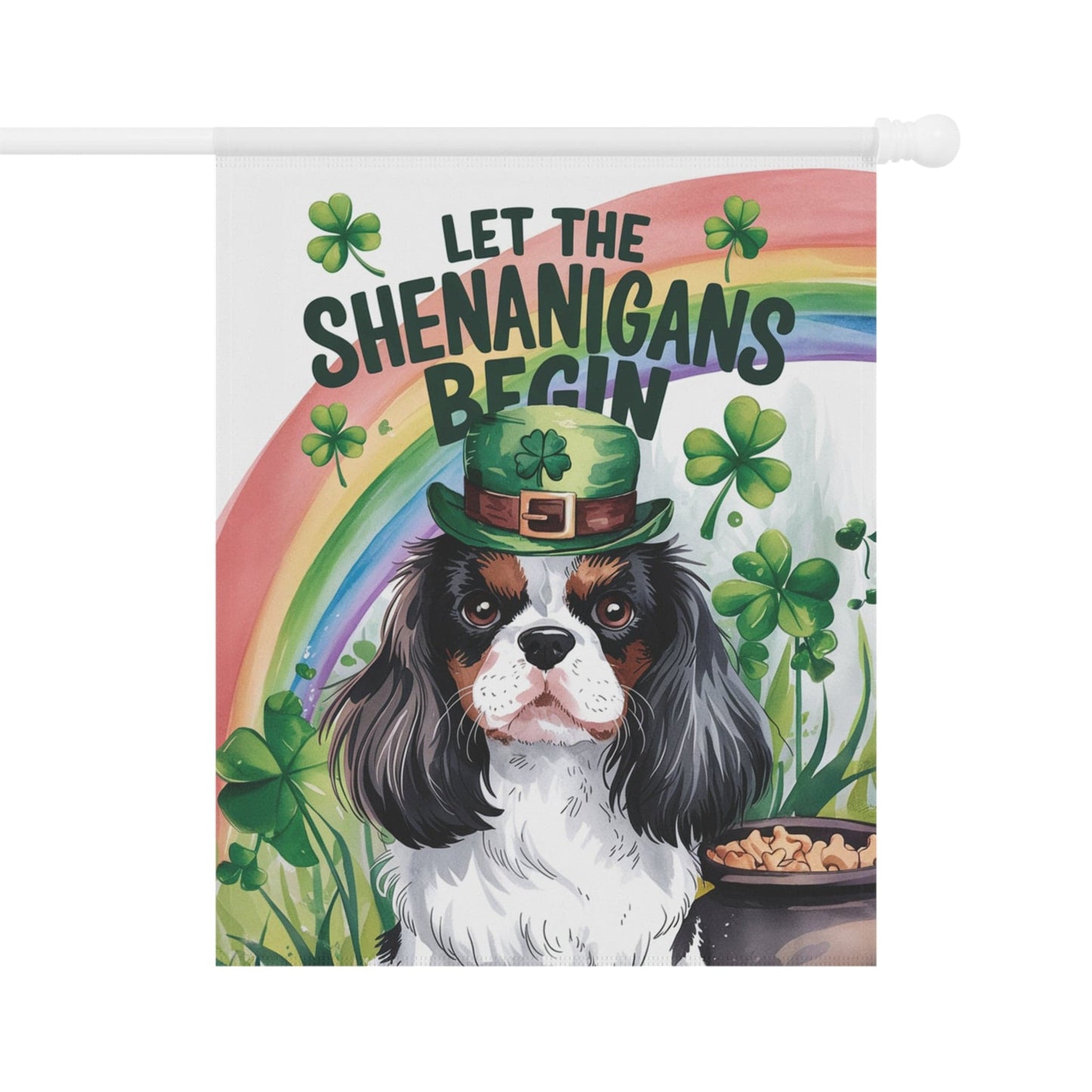 Printify Garden Flag Tricolor King Charles Spaniel St Patricks Day Garden Flag
