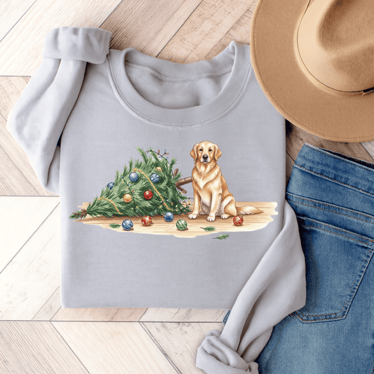Uh Oh Christmas Golden Retriever Unisex Sweatshirt Ash
