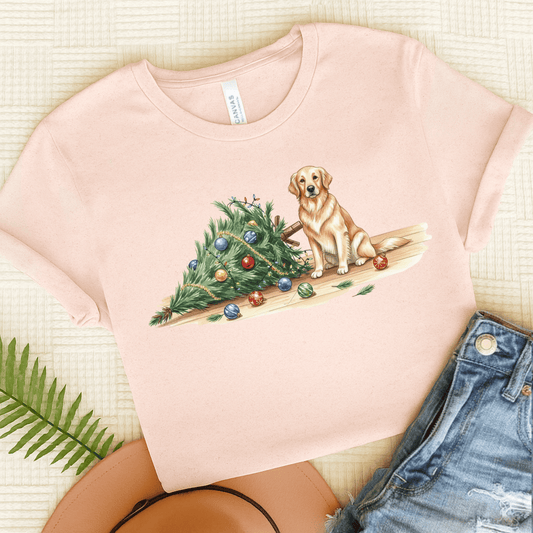 Uh Oh Christmas Golden Retriever Unisex Tshirt Soft Pink