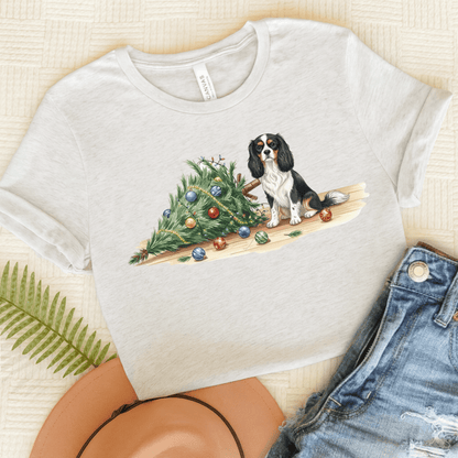 Personalized Uh Oh Christmas Cavalier Tshirt Ash