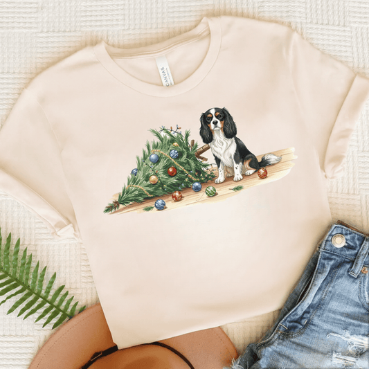Personalized Uh Oh Christmas Cavalier Tshirt Natural