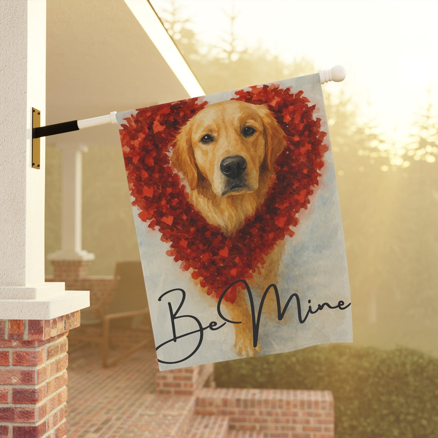 Valentine Sparkles Golden Retriever Garden Flag