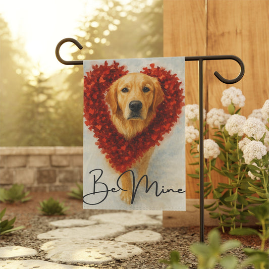Valentine Sparkles Golden Retriever Garden Flag