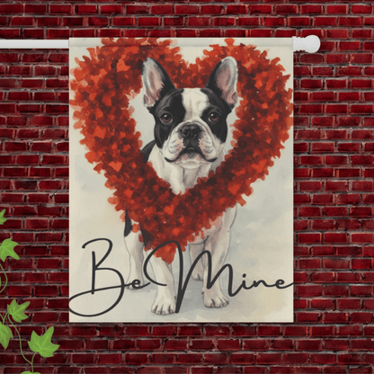 Valentine Sparkles Piebald Frenchie Garden Flag 24.5'' × 32''