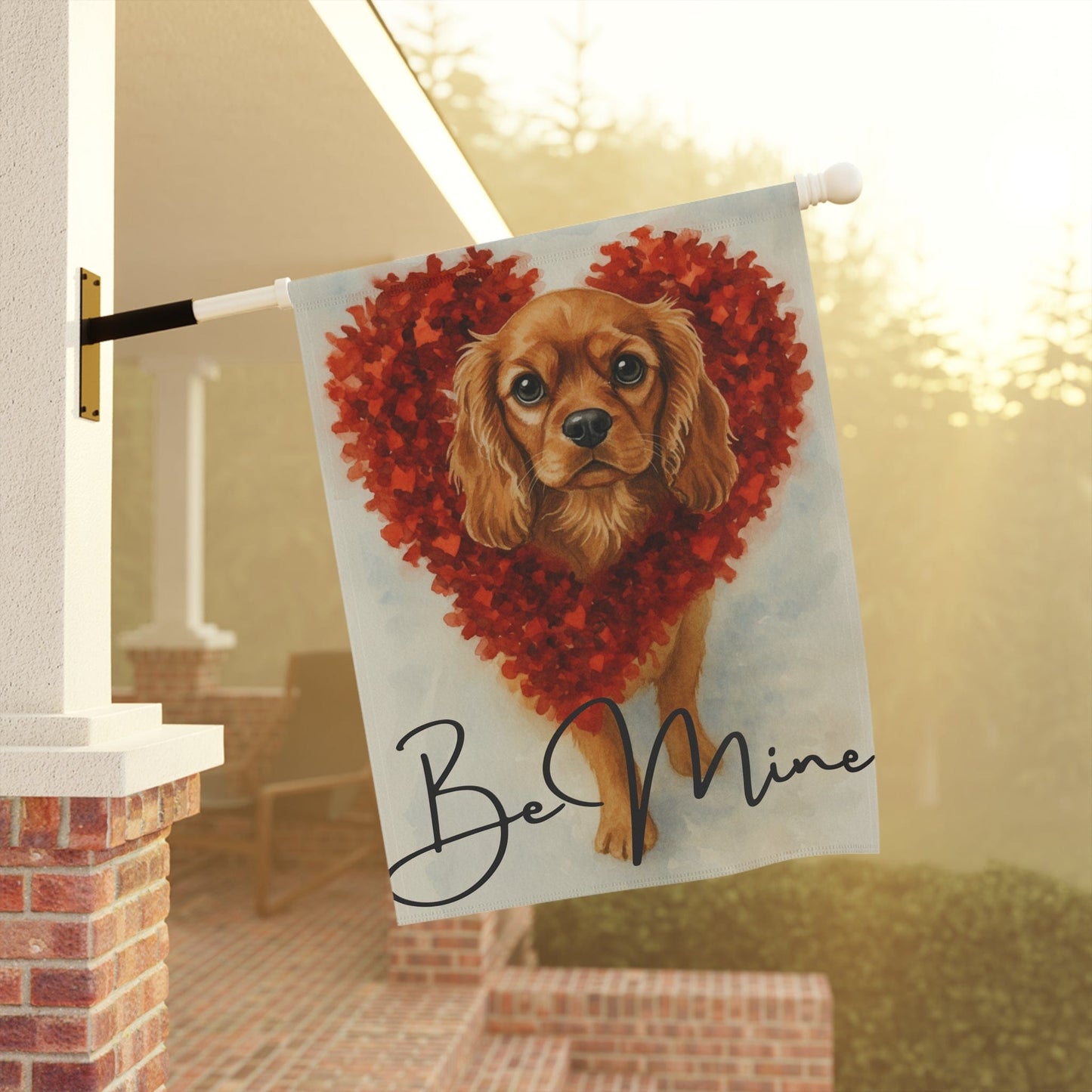 Personalized Valentine Sparkles Cavalier Garden Flag