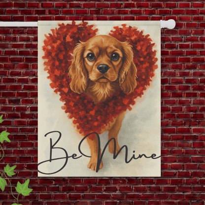 Personalized Valentine Sparkles Cavalier Garden Flag 24.5'' × 32''