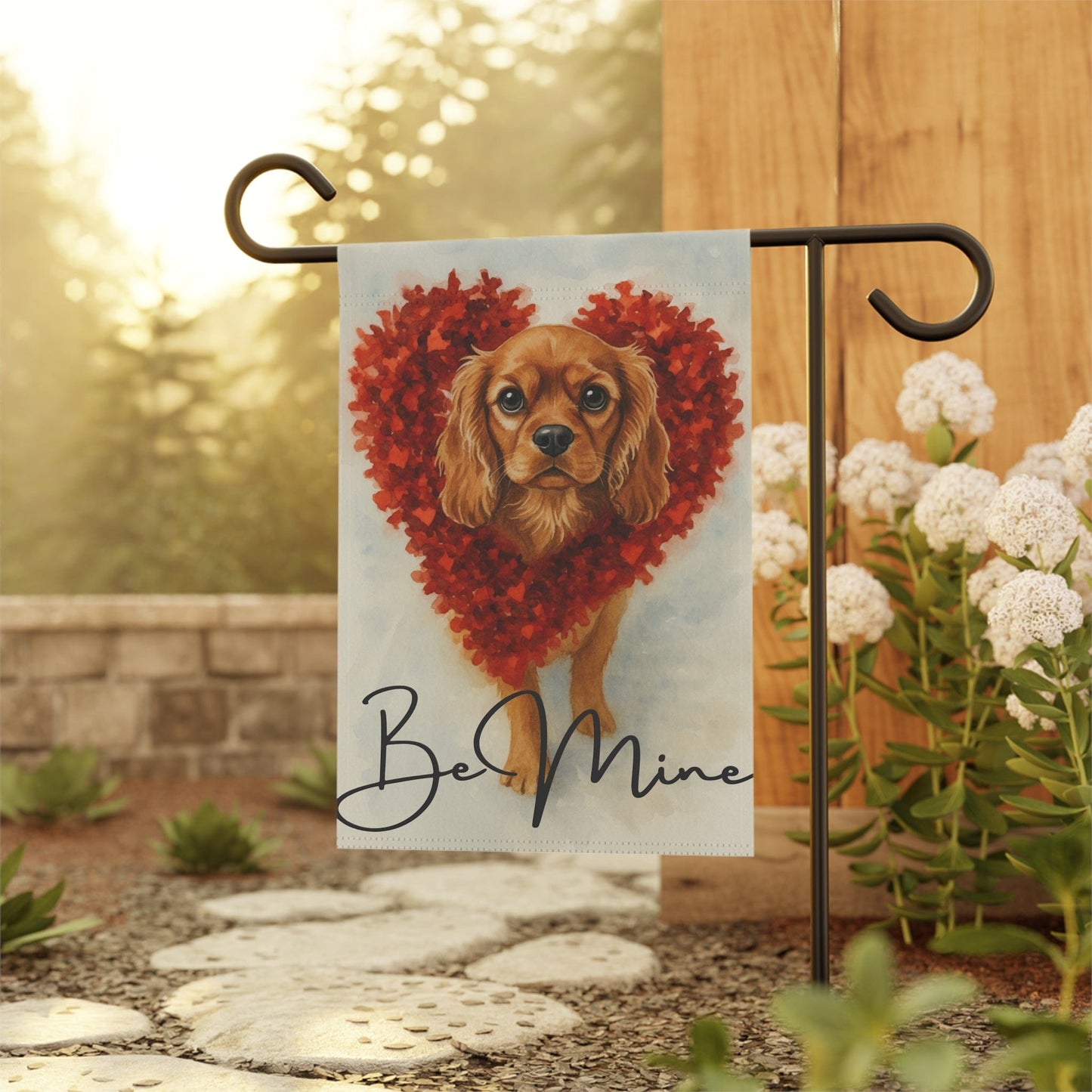 Personalized Valentine Sparkles Cavalier Garden Flag