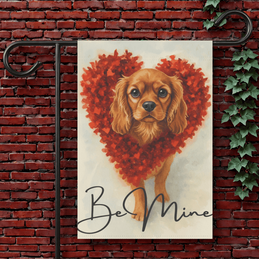 Personalized Valentine Sparkles Cavalier Garden Flag 12'' × 18''