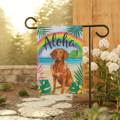 Printify Garden Flag Vizsla Dog Aloha Luau Garden Flag