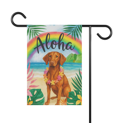 Printify Garden Flag Vizsla Dog Aloha Luau Garden Flag