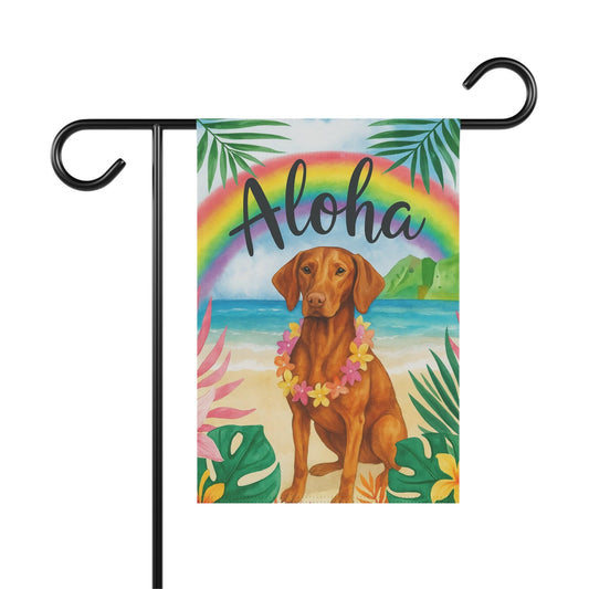 Printify Garden Flag Vizsla Dog Aloha Luau Garden Flag