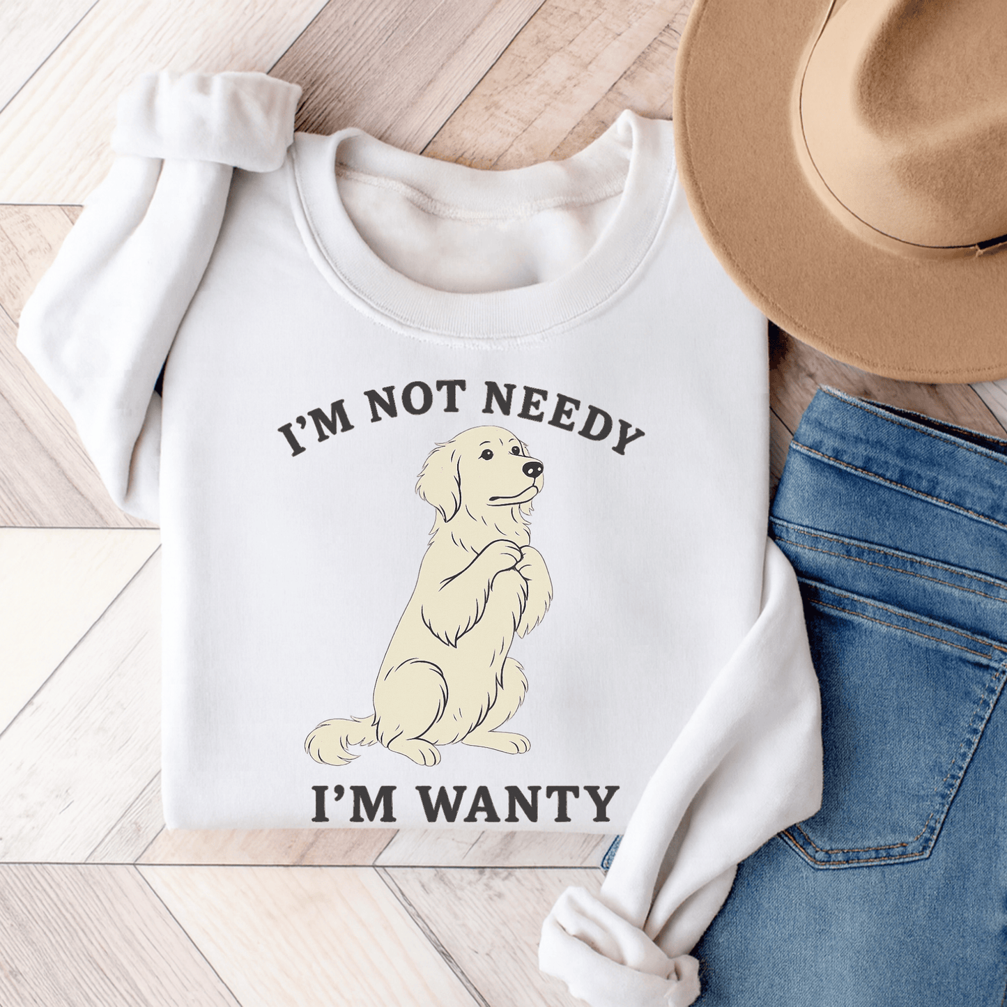Wanty Golden Retriever Unisex Sweatshirt White