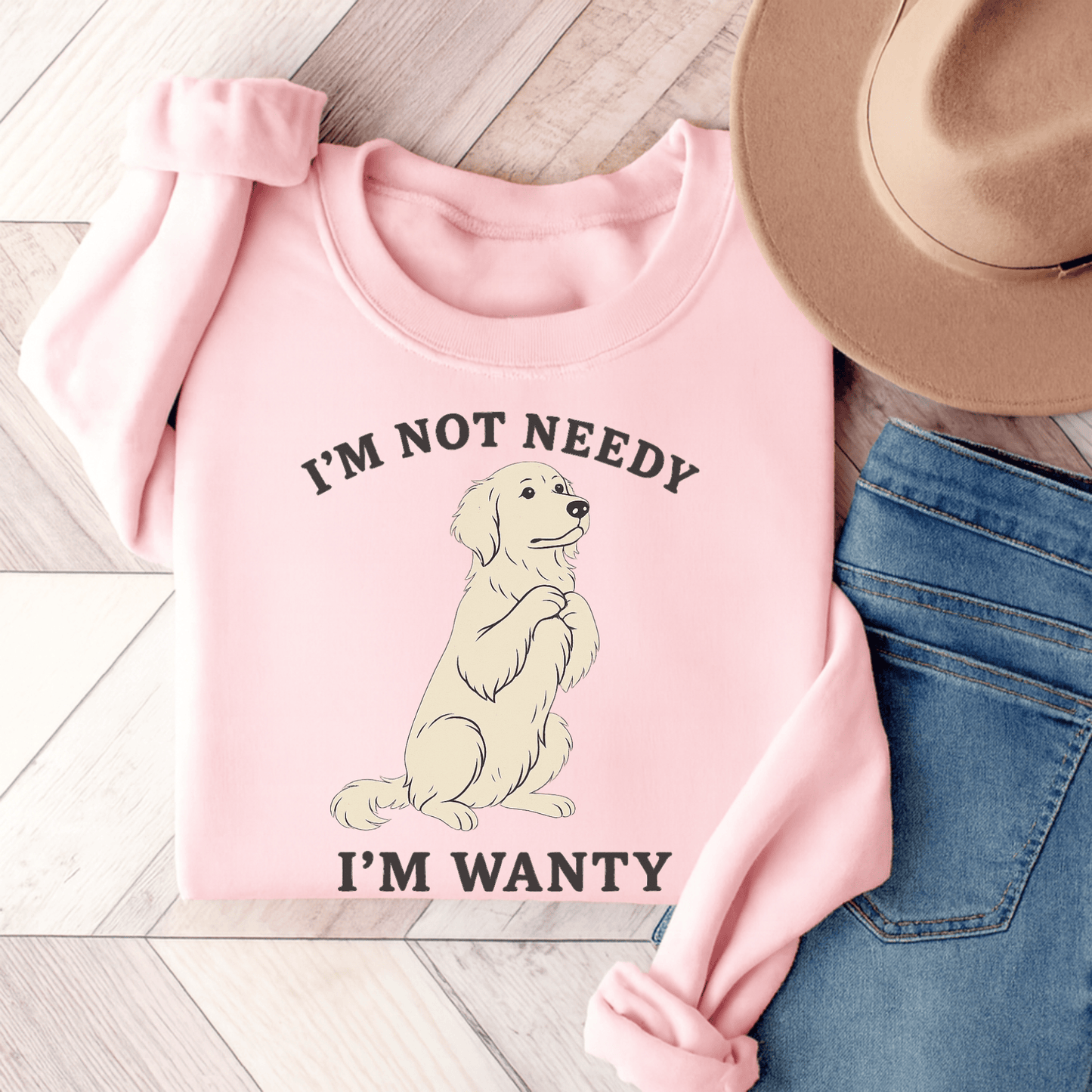 Wanty Golden Retriever Unisex Sweatshirt Light Pink