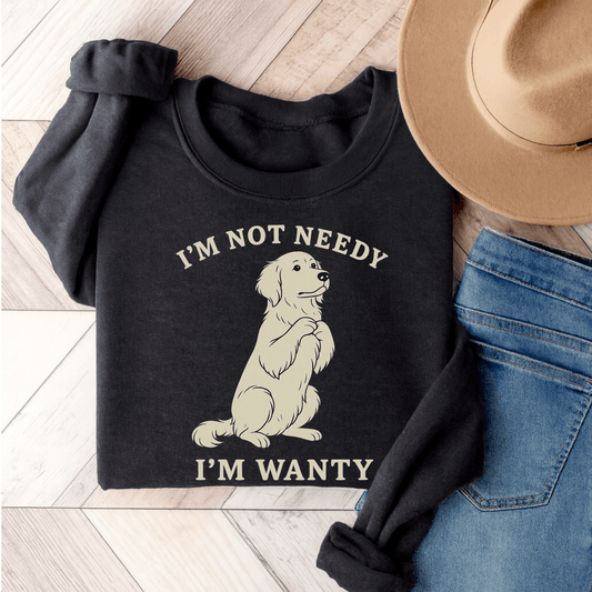 Wanty Golden Retriever Unisex Sweatshirt Dark Heather