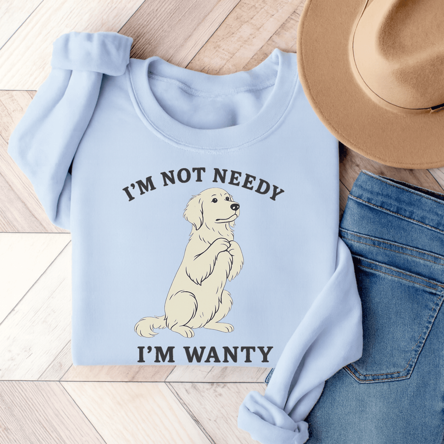 Wanty Golden Retriever Unisex Sweatshirt Light Blue