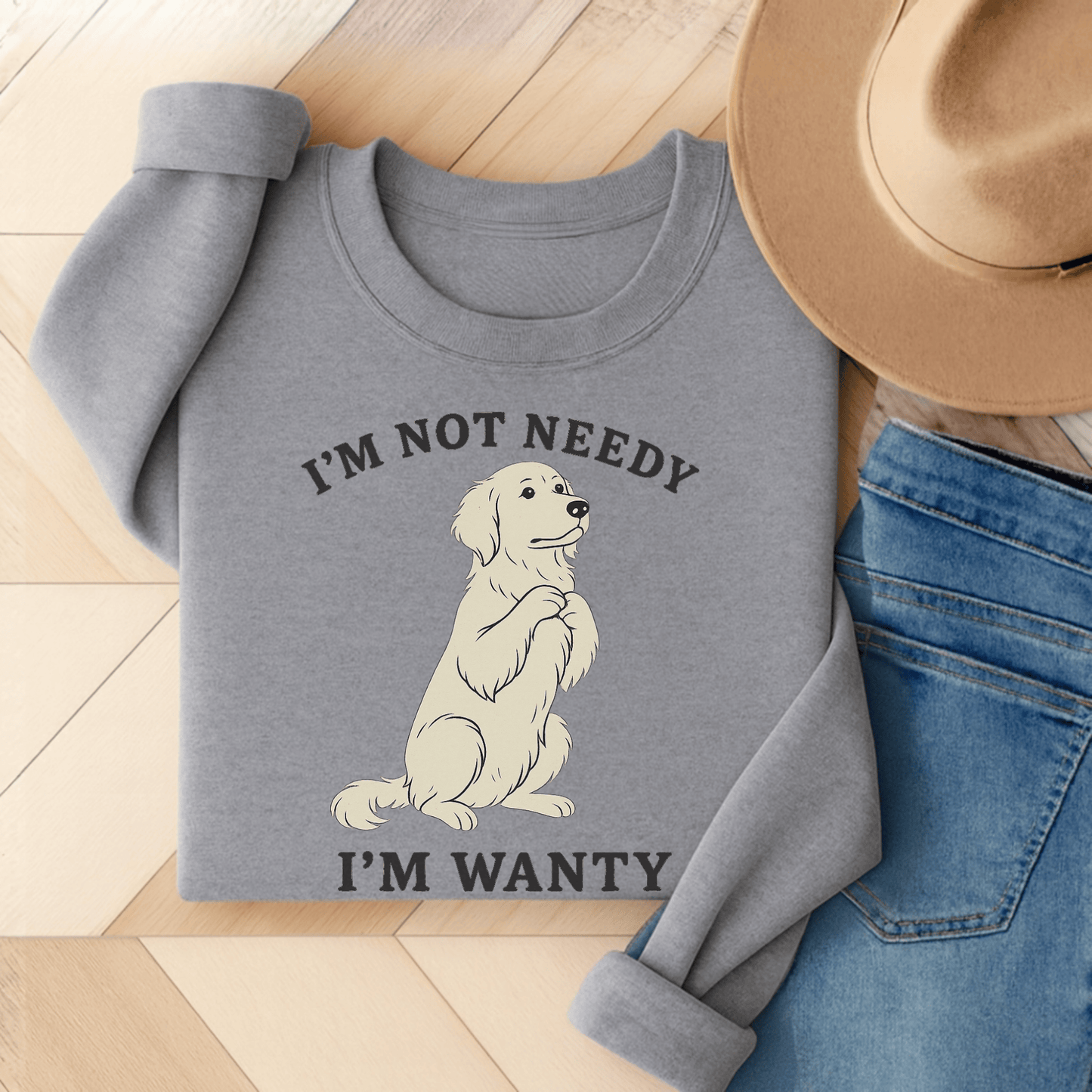 Wanty Golden Retriever Unisex Sweatshirt Sport Grey