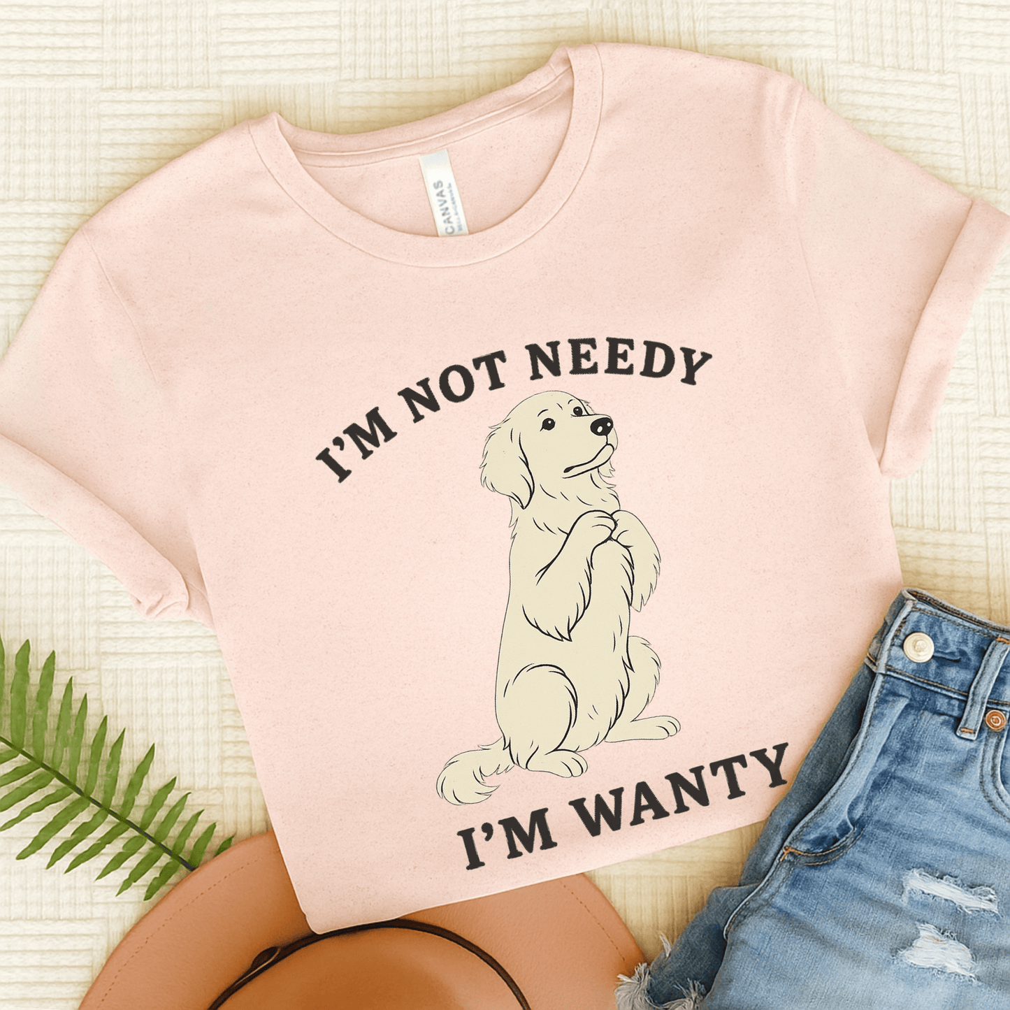 Wanty Golden Retriever Unisex Tshirt Soft Pink