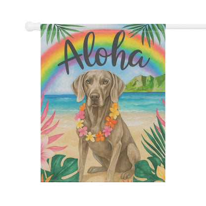 Printify Garden Flag Weimaraner Dog Aloha Luau Garden Flag