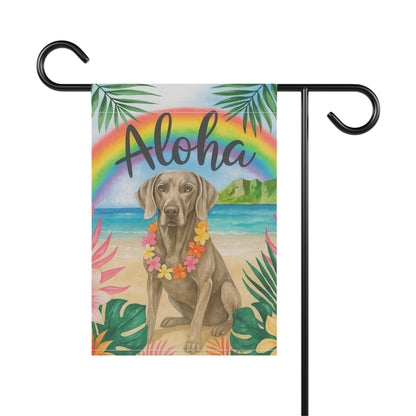 Printify Garden Flag Weimaraner Dog Aloha Luau Garden Flag