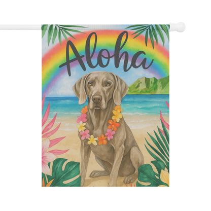 Printify Garden Flag Weimaraner Dog Aloha Luau Garden Flag