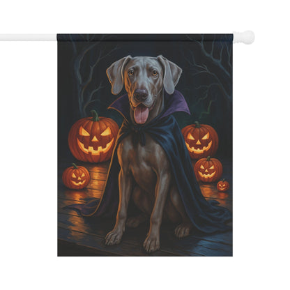 Printify Home Decor 24.5'' × 32'' Weimaraner Dog Garden Flag – Vampire Pumpkin Yard Banner, Fall Outdoor Decor