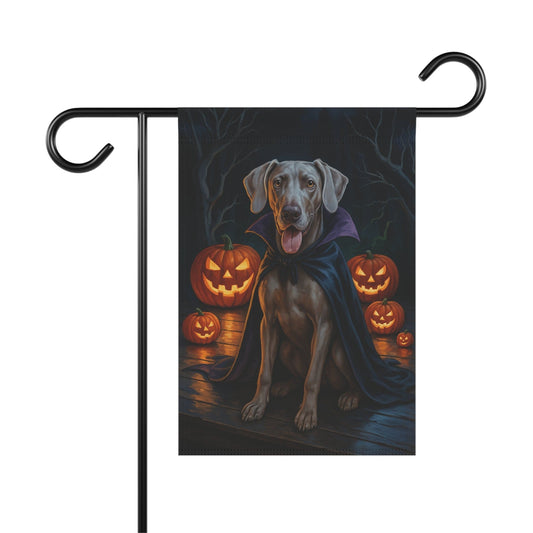 Printify Home Decor 12'' × 18'' Weimaraner Dog Garden Flag – Vampire Pumpkin Yard Banner, Fall Outdoor Decor