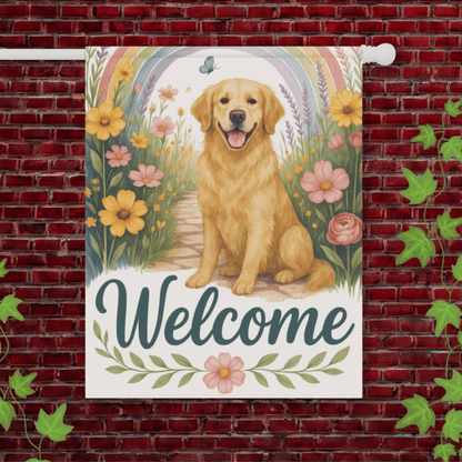 Welcome Golden Retriever Garden Flag 24.5'' × 32''