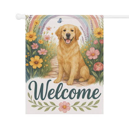 Welcome Golden Retriever Garden Flag