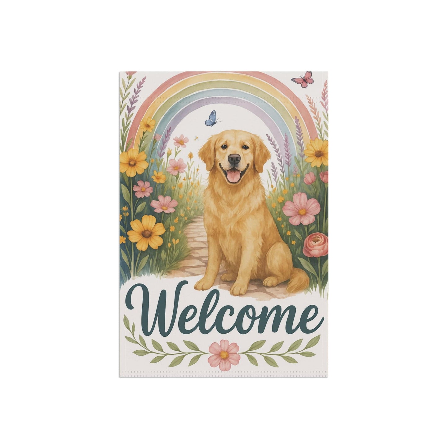 Welcome Golden Retriever Garden Flag