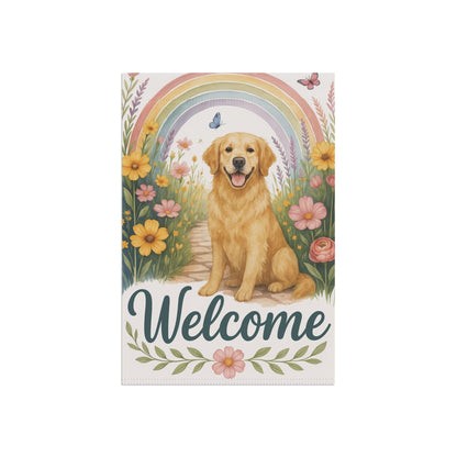 Welcome Golden Retriever Garden Flag