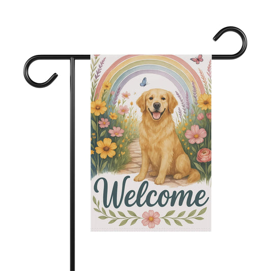 Welcome Golden Retriever Garden Flag