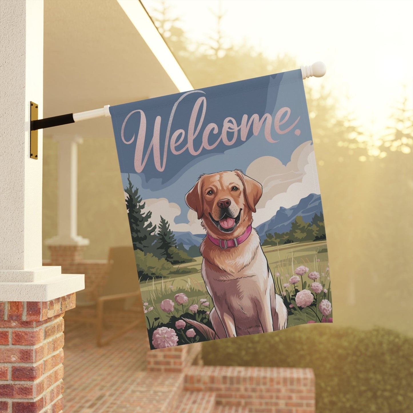 Welcome Yellow Labrador Garden Flag