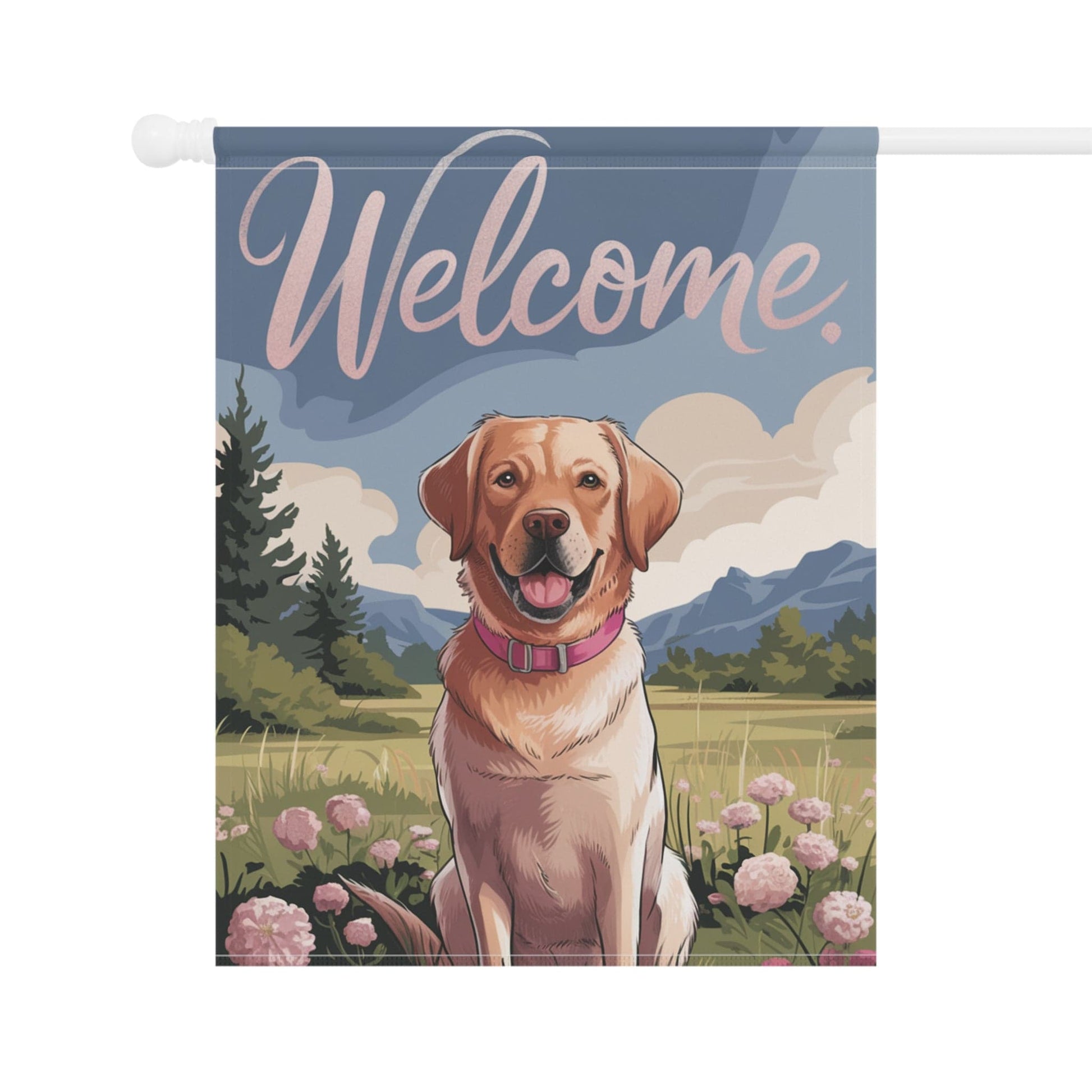 Welcome Yellow Labrador Garden Flag