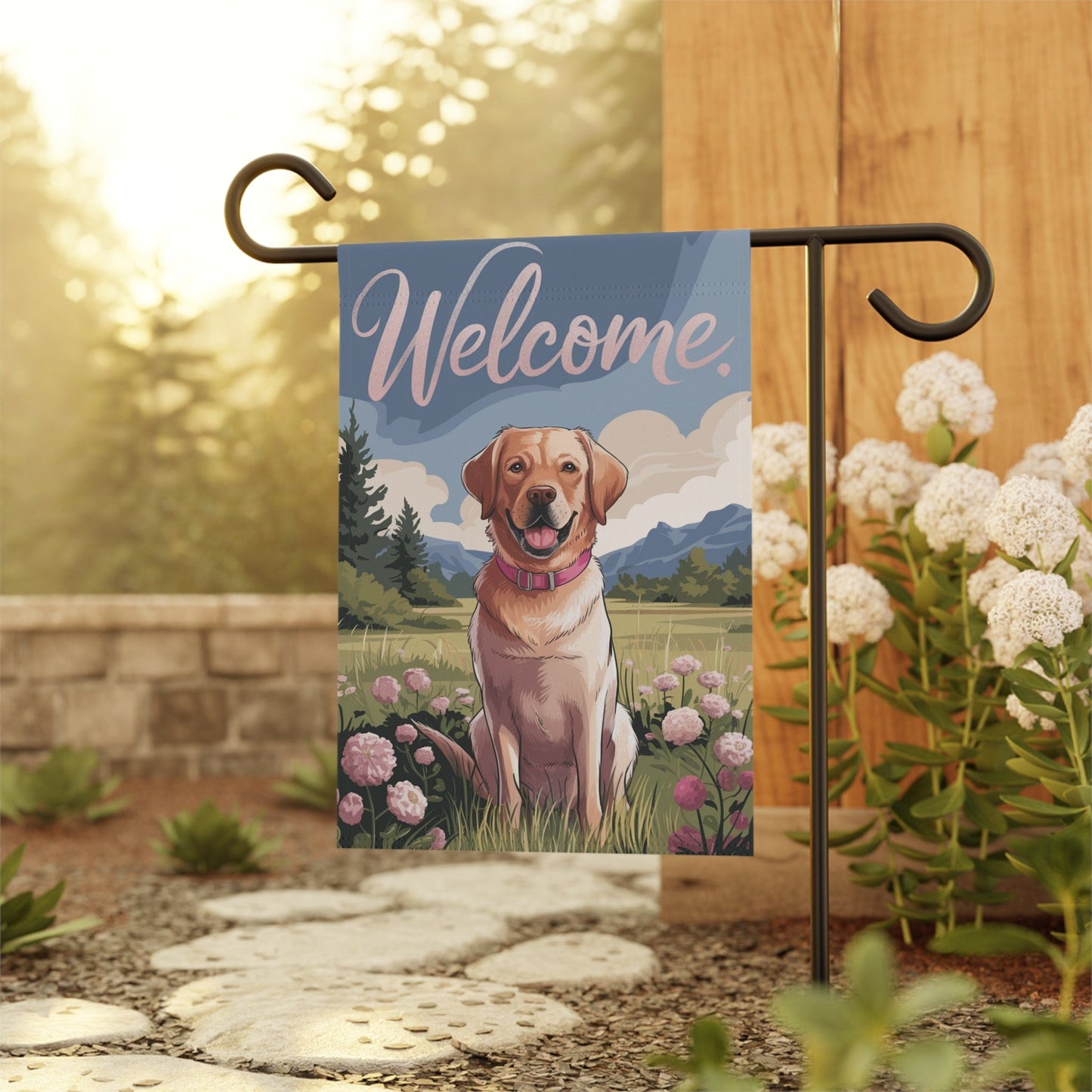 Welcome Yellow Labrador Garden Flag