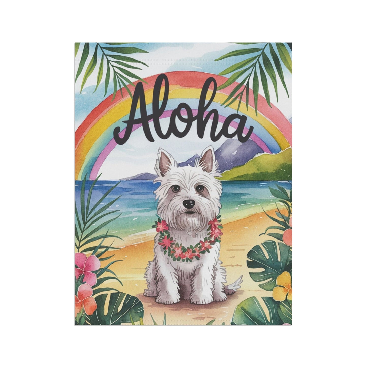Printify Garden Flag West Highland Westie Terrier Aloha Garden Flag