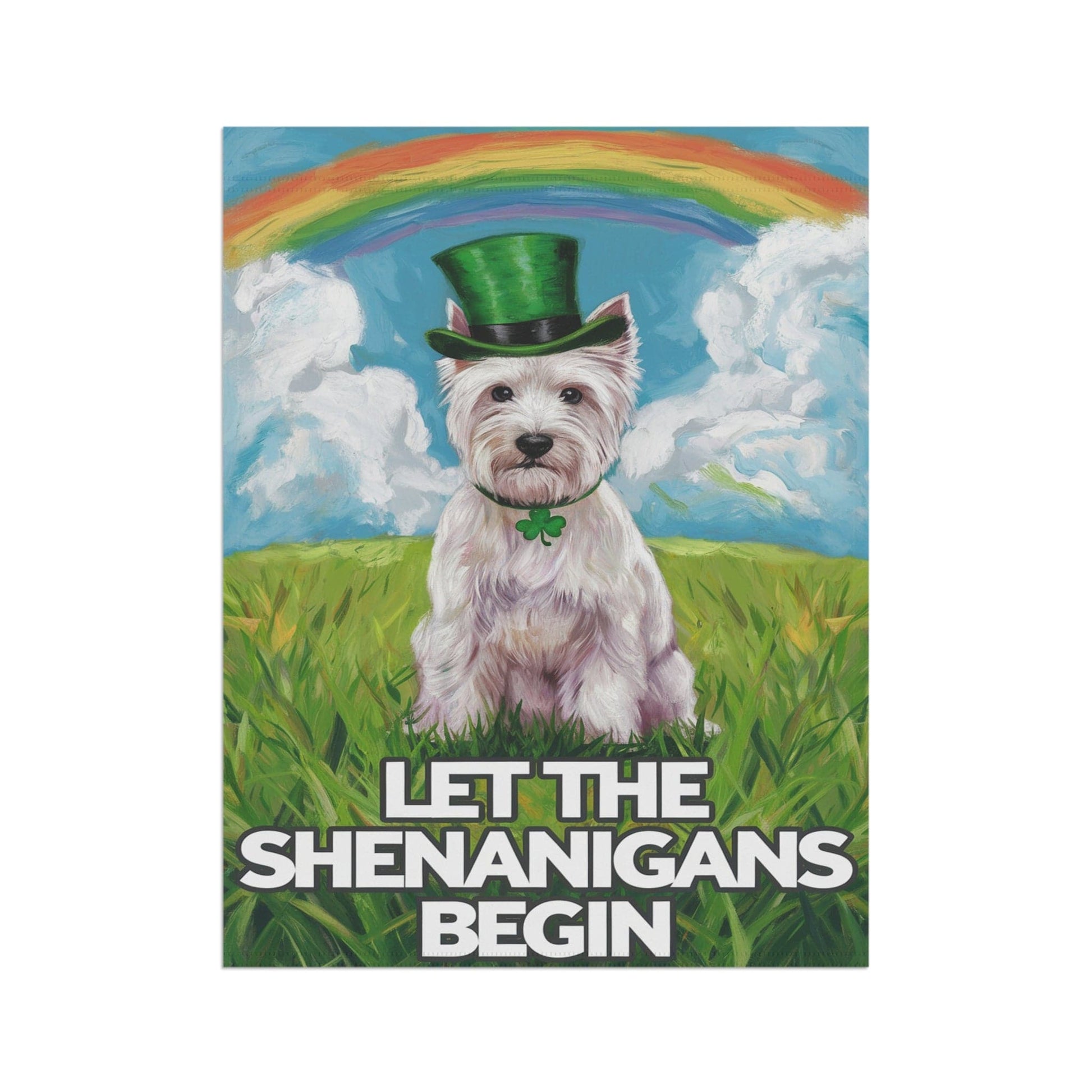 Printify Home Decor Westie St. Patrick's Day Lawn Flag, Rainbow Leprechaun Dog, Pet Garden Flag, Front Yard Lawn Decor